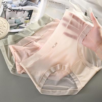 Slip din mătase subțire de gheață, fără cusături, de vară Lenjerie de corp confortabilă pentru femei, talie joasă, Slip pentru femei, de culoare uni, Lenjerie de corp