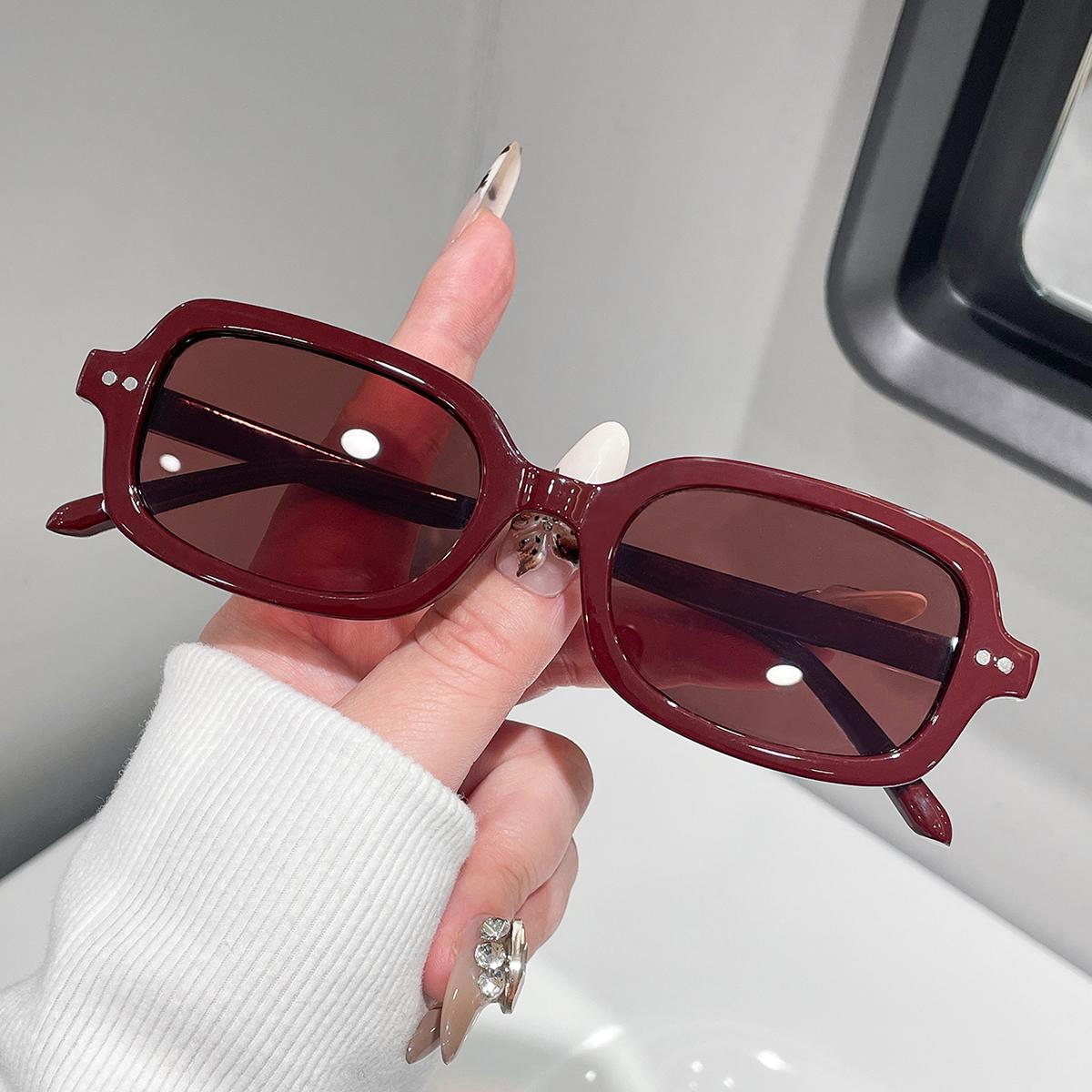 

Reddish Brown Oval Mini Frame Sunglasses 1 Pair for Photography Styling Outdoor Driving Beach Sun Protection Commuting бордовый