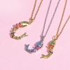 Rainbow Zircon Women's Fashionable Lithium CZ Fish Necklace Light Luxury High-End Stainless Steel Temperament Niche Jewelry Gift