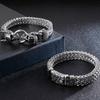 Gothic Men's Skull Head Bracelets Stainless Steel Ghost Chain Man Bracelet Punk Rock Skeleton Jewelry Gifts for Boyfriend Him