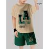 Set pentru băieți cu pulover casual la modă imprimat 3D, pantaloni scurți cu mânecă scurtă, tricou sport T, pantaloni scurți tricou pentru exterior pentru băieți