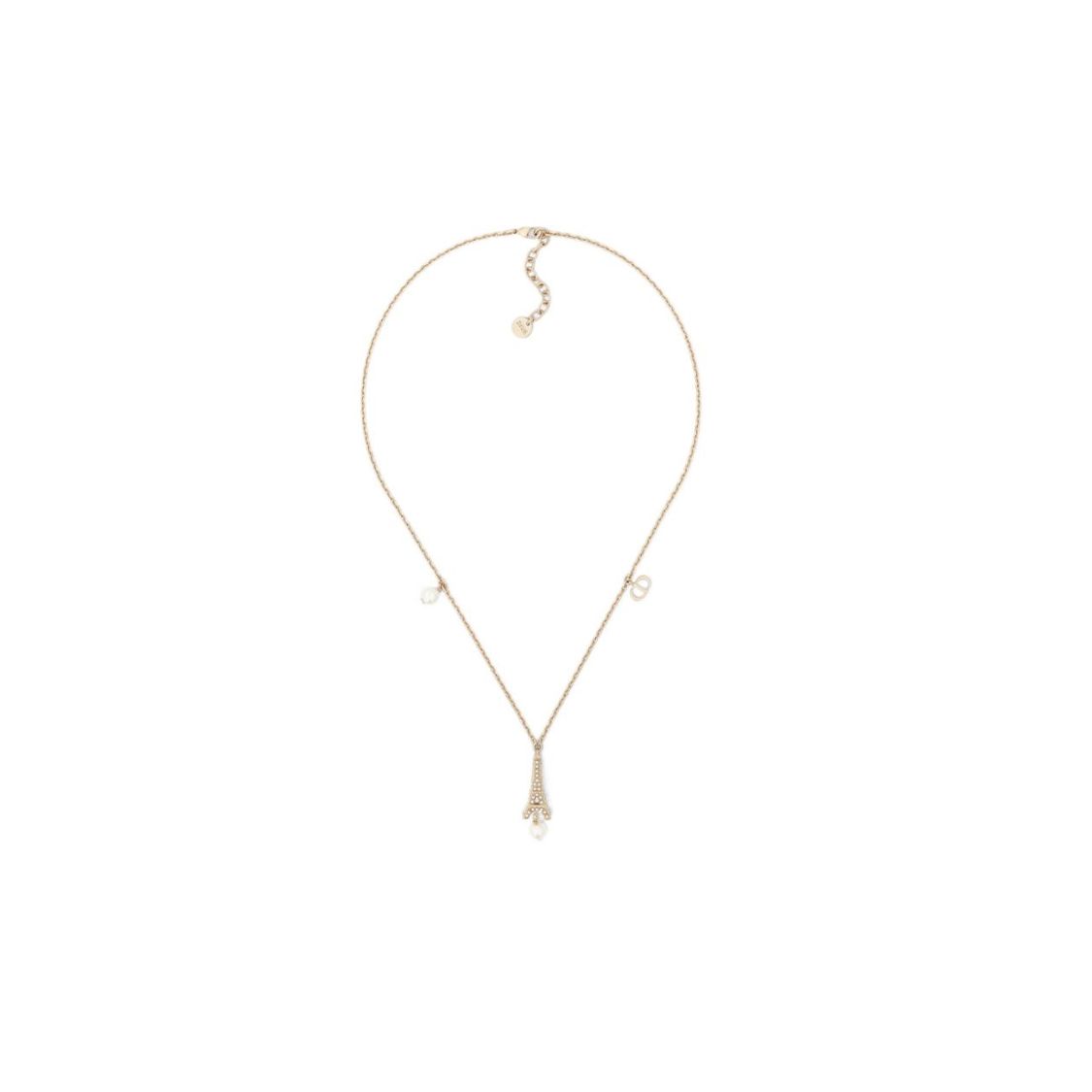 

Dior Eiffel Tower Resin Pearl Metal Necklace Women necklace Gold N2405WOMRS F,Gold