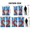 2PCS blue background   red rose   white dove curtains   romantic and festive   bedroom and living room   drawbar pocket style