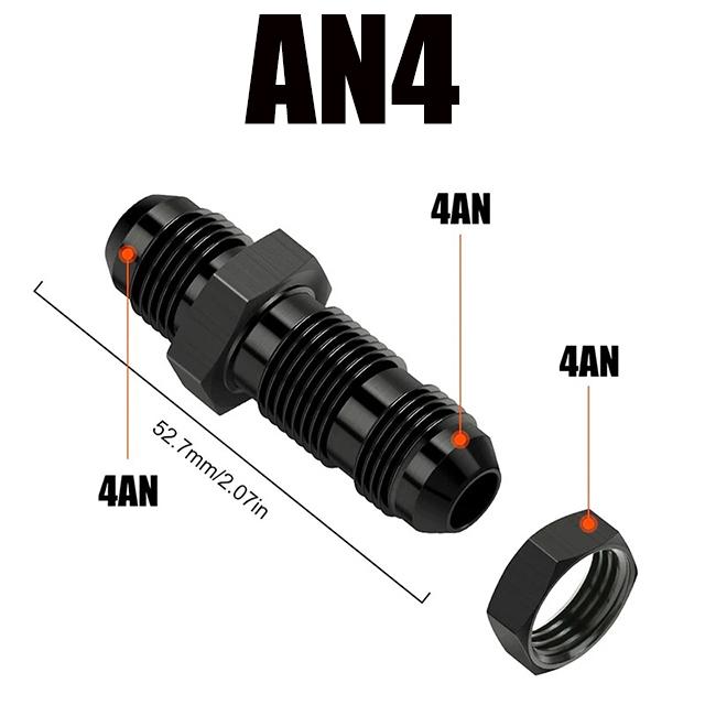 0-Degree AN6 AN8 AN10 AN4 Aluminum Alloy Radiator Oil Cooler Pipe through Wall Extension Joint Straight Nut Connector for Modifi