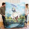Violet Evergarden Anime Flannel Throw Blanket, Soft Blanket for Sofa Bed, Anime Girl Umbrella Landscape Print Home Decor
