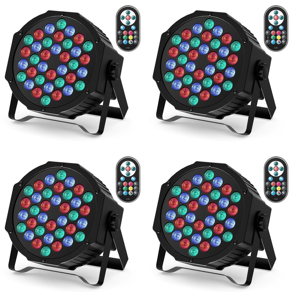 Datewink 2/4PCS Flat Par Lights 36LEDs RGB Stage Lighting Effect DMX512 Control For DJ Disco Church Wedding Party Club Christmas