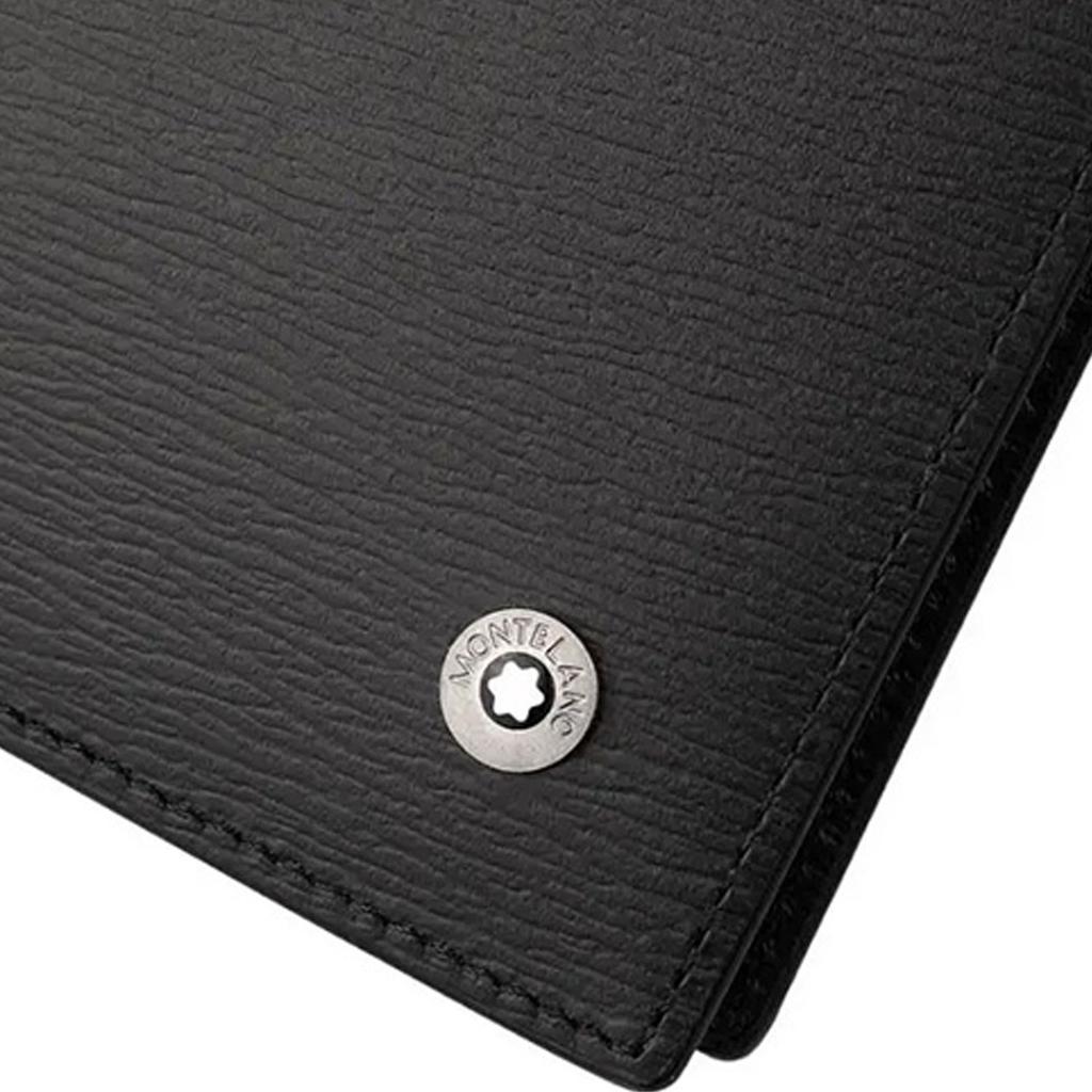 Montblanc Logo Short Folded Leather Wallet Men wallet Black 8372