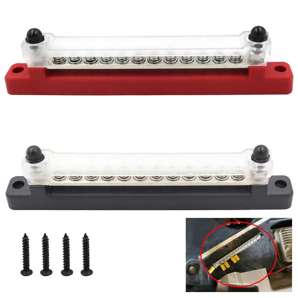 M6 Car Terminal Block Negative Bus Bar 12V 150A Terminal Block 1/4" Power Distribution Block M8 Termianl Bus for Automotive Boat
