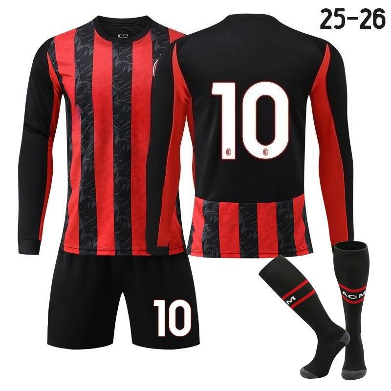 Adult/Child Home Long-Sleeve Soccer Jersey Set (Size 26) — No. 14 / No. 11 with Badge