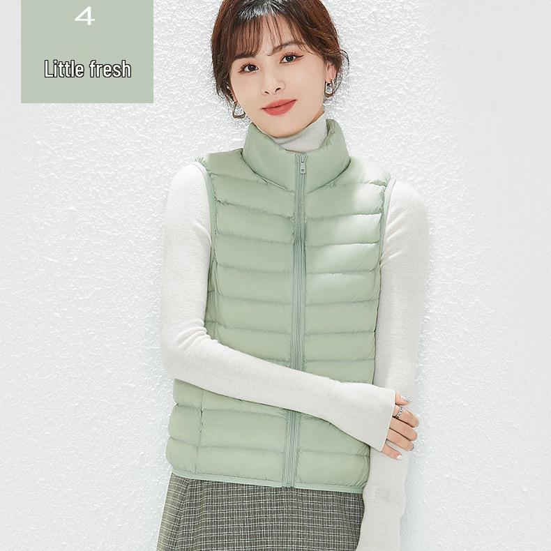 Youjia Dámská lehká vesta s 90% prachovým peřím z bílé kachny - Bez rukávů, hřejivá a stylová pro podzim a zimu