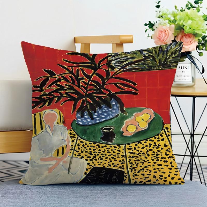 Creative Oil Painting Printed Decorative Pillowcase Bedroom Living Room Square Cushion Pillowcase