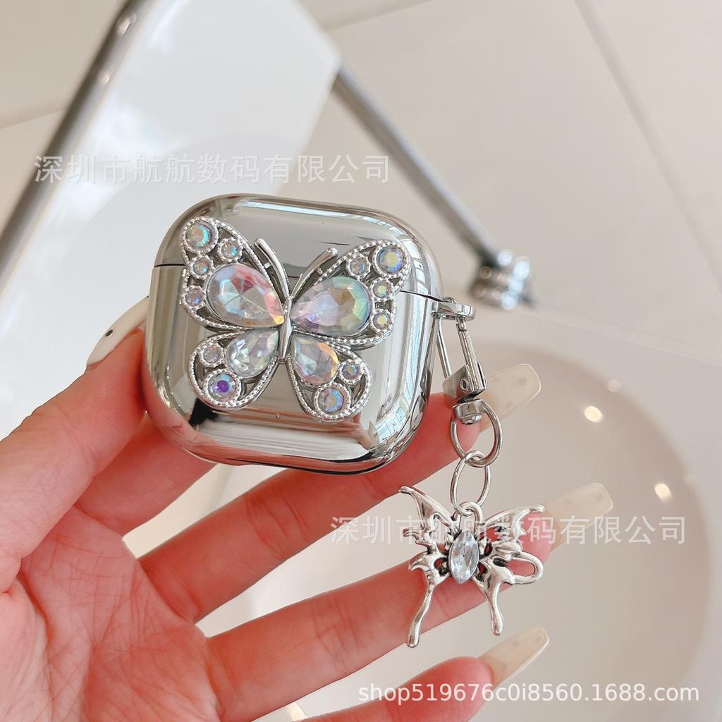 Japan and Korea ins silver three-dimensional glitter butterfly suitable for AirPods 1 generation protective case 1/1 generation pro1 earphone case