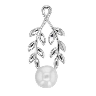 [R5036] - Silver Pendant 'Epi of Wheat' Silver Ivory (rhodium) - 20x11mm