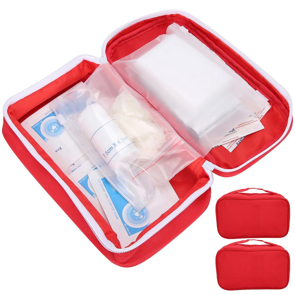 2pcs Outdoor Portable Emergency Aid Bag Home Nylon Medicine Storage Bag Organizer