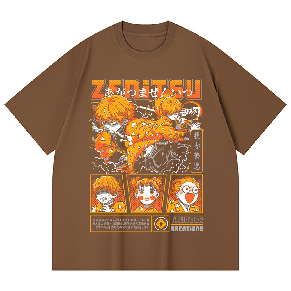 230 Gsm 100% Cotton Demon Slayer V68 Zenitsu Print Unisex Heavy Cotton T Shirt