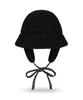 Bajal Va Curved Logo Sherpa Fur Flap Bucket Hat Black