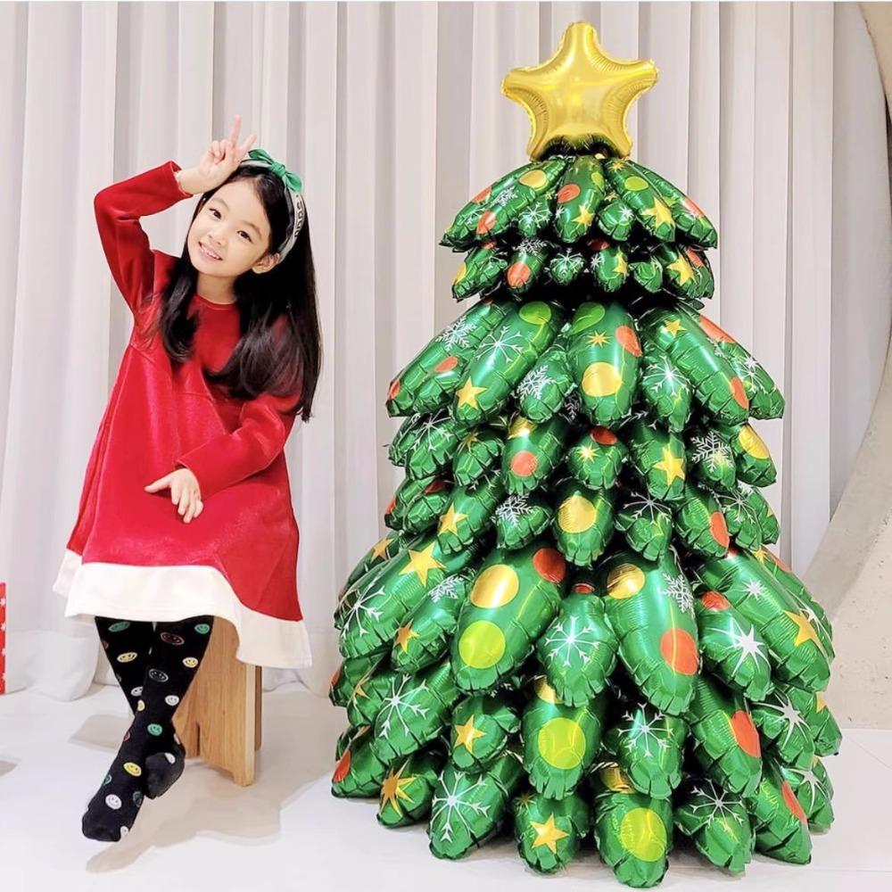 Large 3D Standing Christmas Tree Foil Balloon with LED Lights New Year Party Decoration Supplies Home Xmas Decor Photo Props