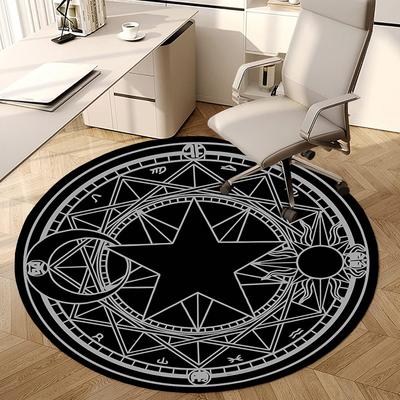 1pc Caster's Seal Round Carpet, Made of Polyester,Perfect for Decorating Office Chairs, Living Rooms, A Vibrant Decorative Rug