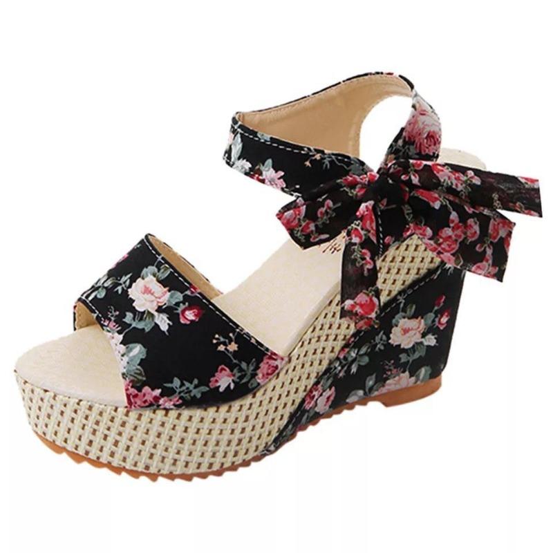 INS Spitze Freizeit Frauen Keile Mit Hohen Absätzen Frauen Schuhe Sommer Sandalen Partei Plattform High Heels Schuhe Frau