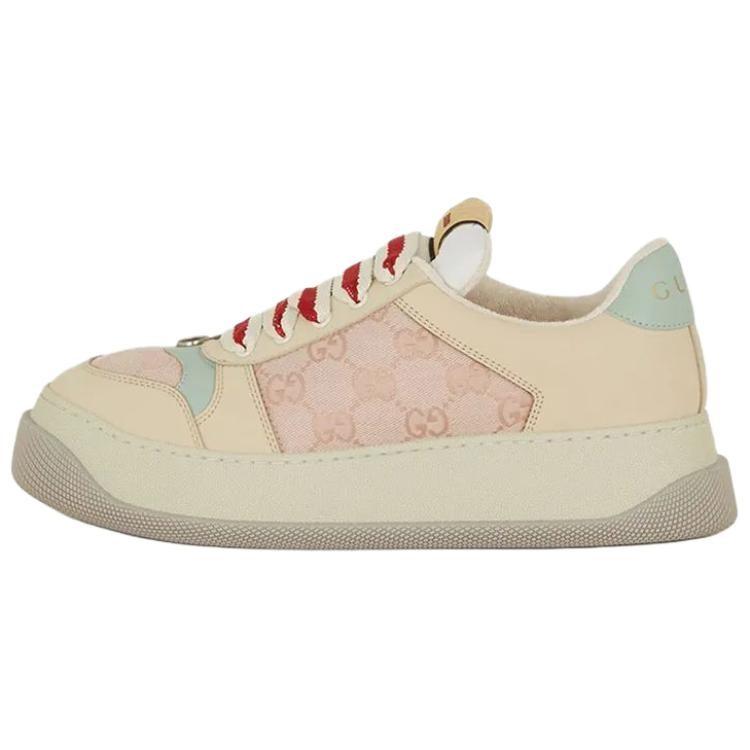Gucci Screener Distressed Shoes Leather Stylish Skateboarding Shoes Women's Pink 750633 FAB4C 5644