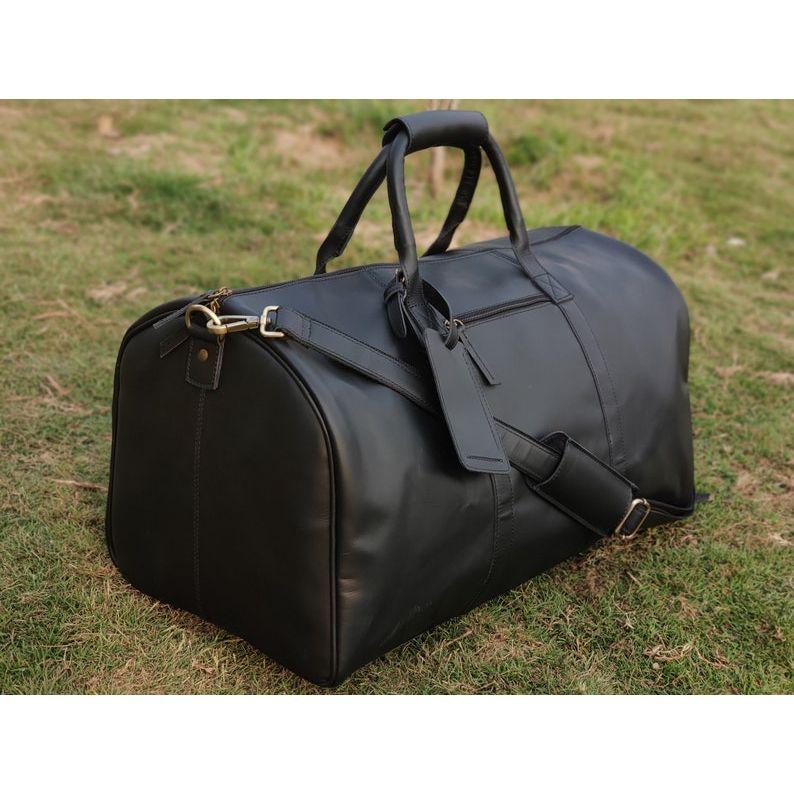 Leather Weekender Bag with Shoe Compartment Men Full Grain Leather Duffel Bag Personalized Large Gym Weekend Bag Gift for Duffle Bag Husband