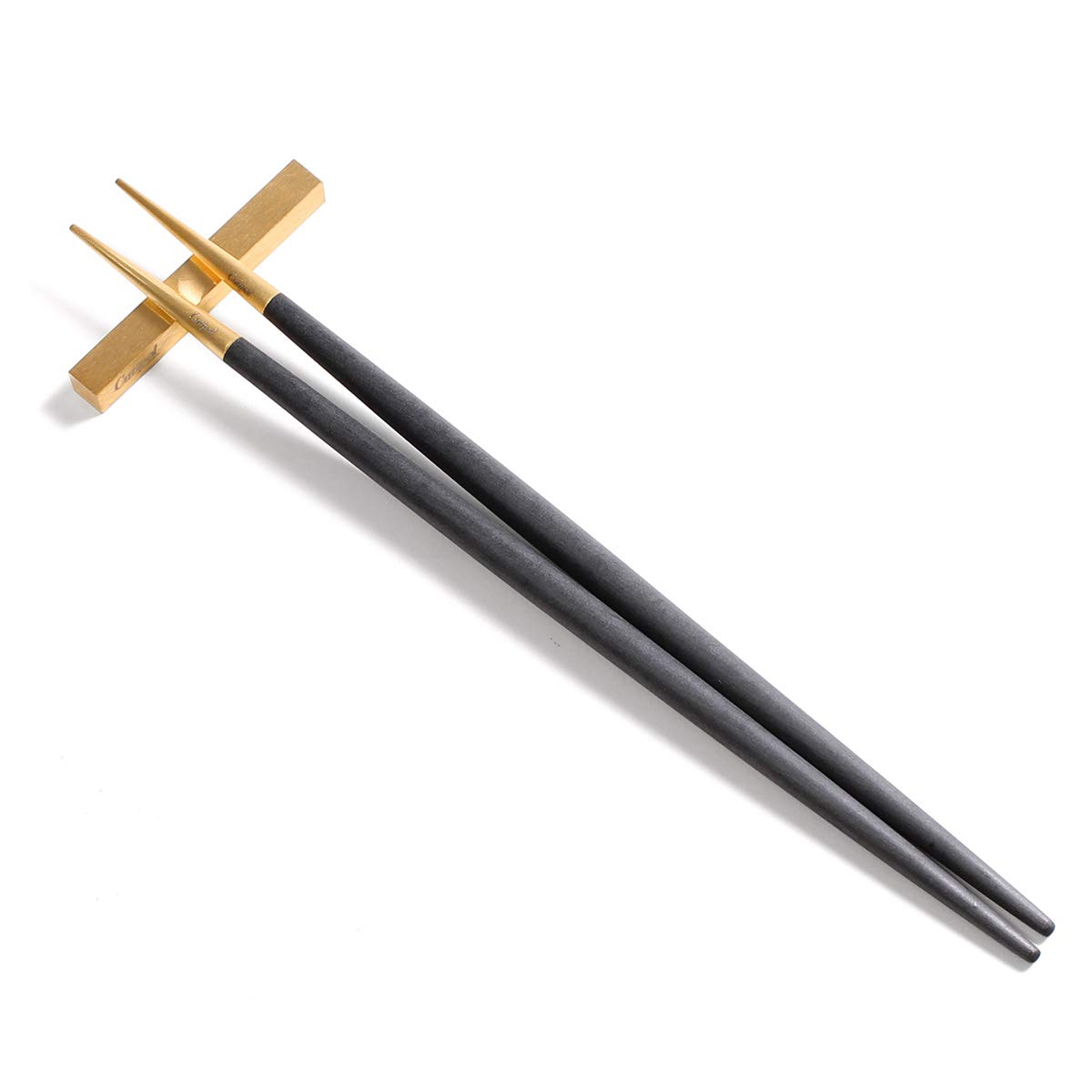 Cutipol GOA Black Gold Chopsticks and Chopstick Rest Set G029G