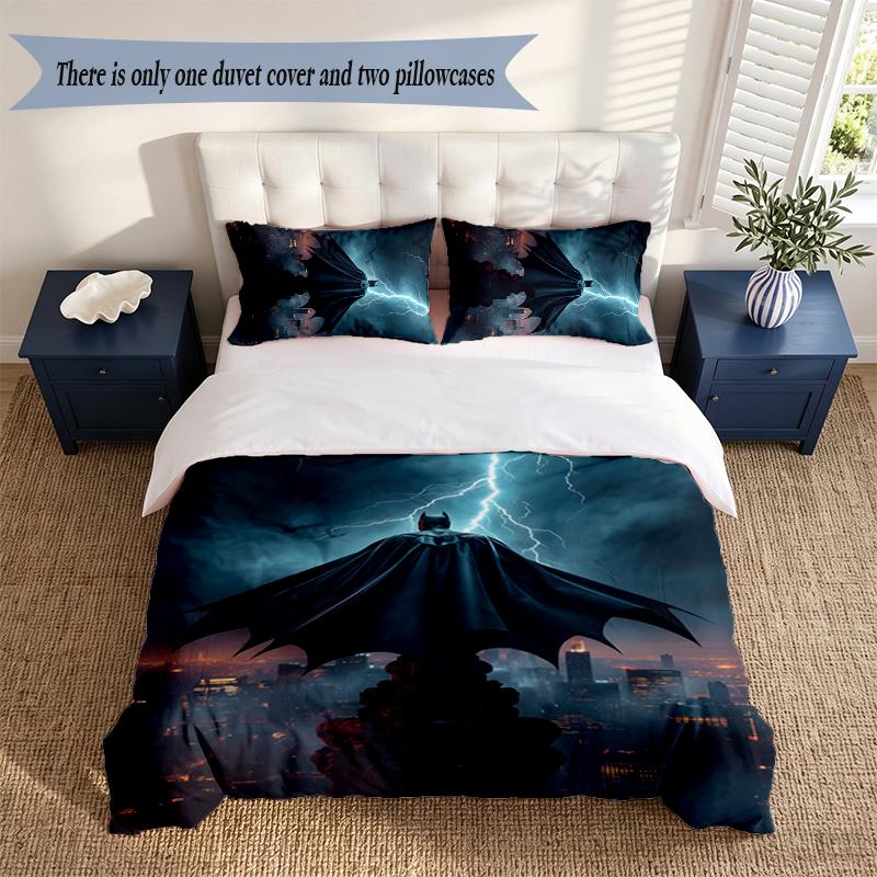 Batman 3‑Piece Bedding Set Soft Microfiber Duvet Cover Pillowcases Comfortable Bed Linen for Bedroom Decoration