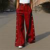 INCERUN Men Zipper Waist Stitching Casual Wide Leg Pants Long Trousers With Pockets