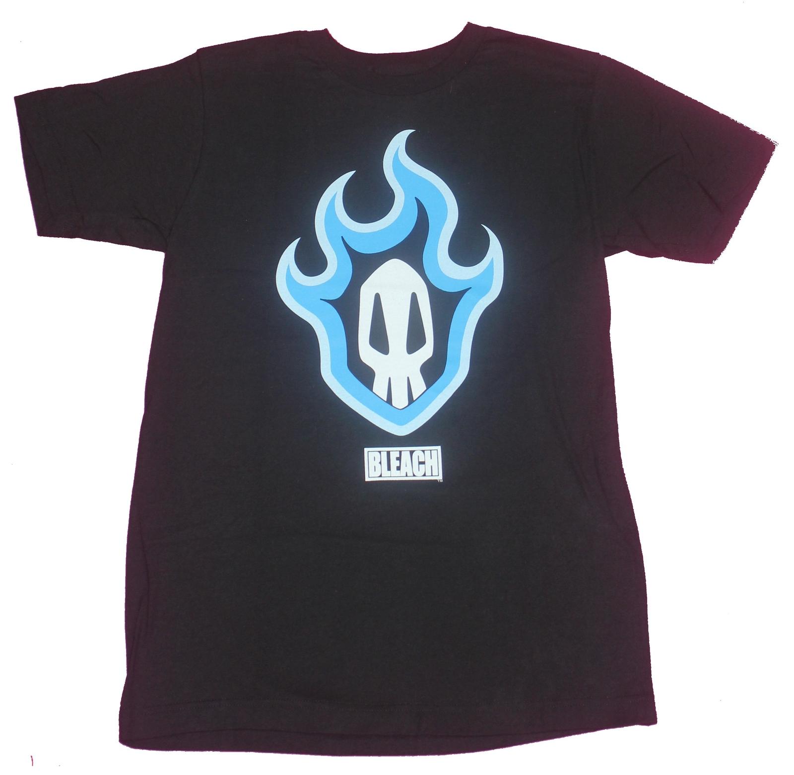 Bleach Mens T-Shirt- Blue Flame Skull Logo Image L