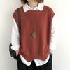 Women Knitted Vest O Neck Hem Warm Solid Color Wavy Soft Loose Casual Ladies Waistcoat Sleeveless Top