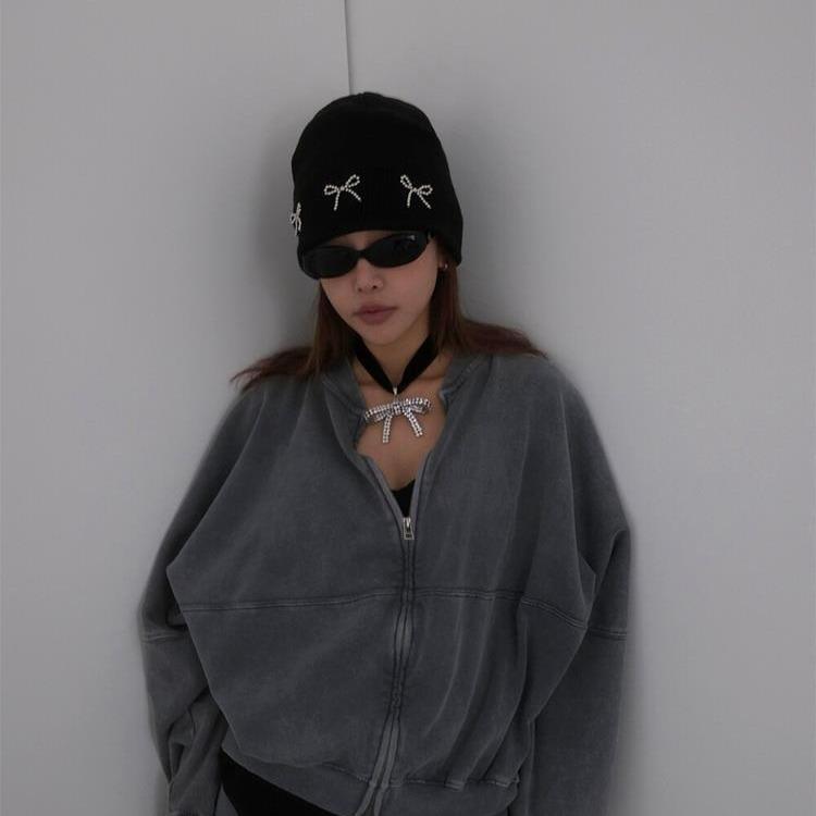 Knitted wool hat Korean blogger three-dimensional butterfly autumn and winter ins new wool cold hat warm and versatile