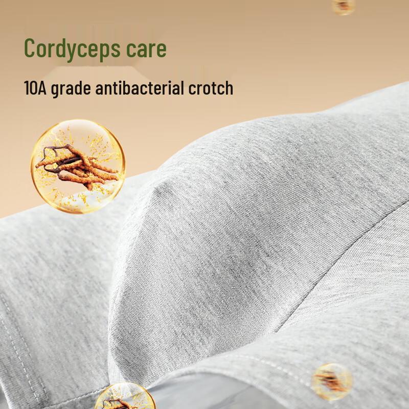 ME FEELING Men's Cordyceps Cotton Antibacterial Boxer Briefs