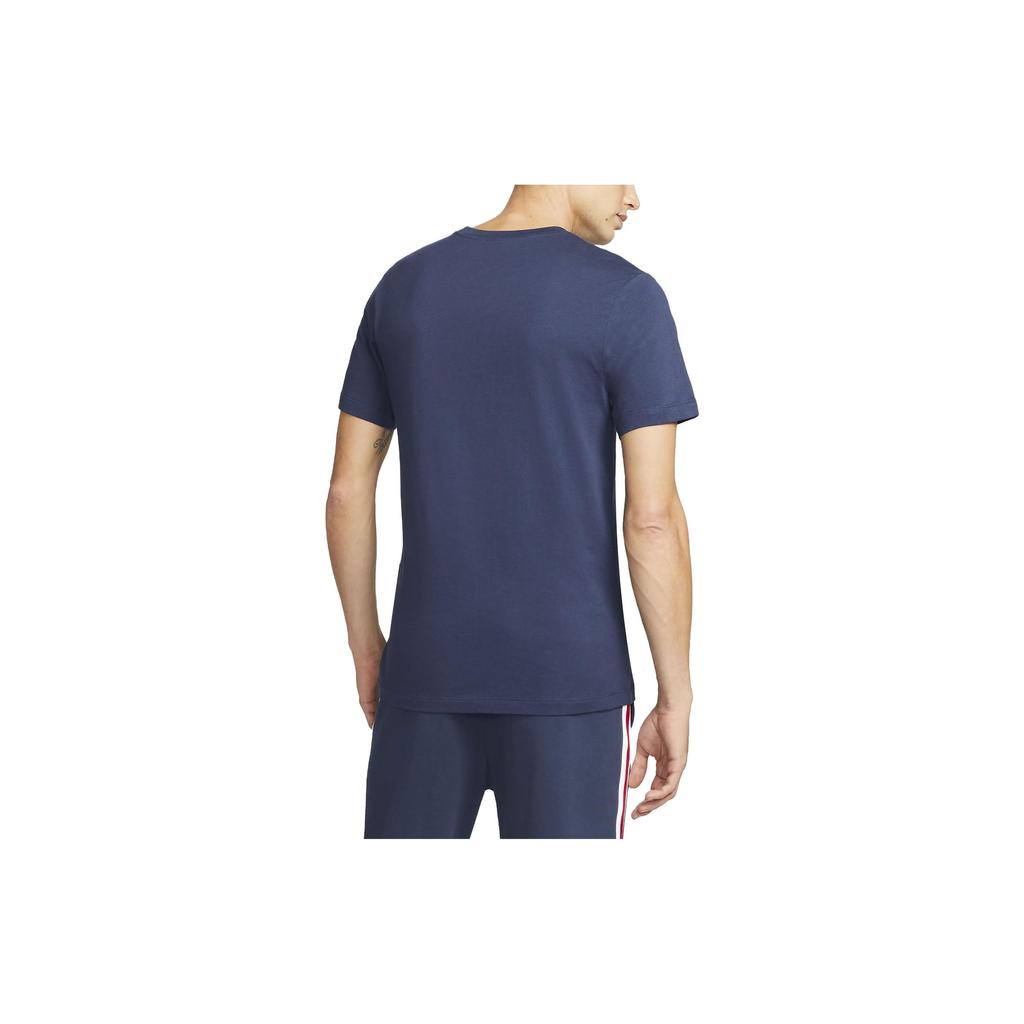 Nike Solid Color Crew Neck Logo Print T-Shirt Men Tops Blue DJ1315-410