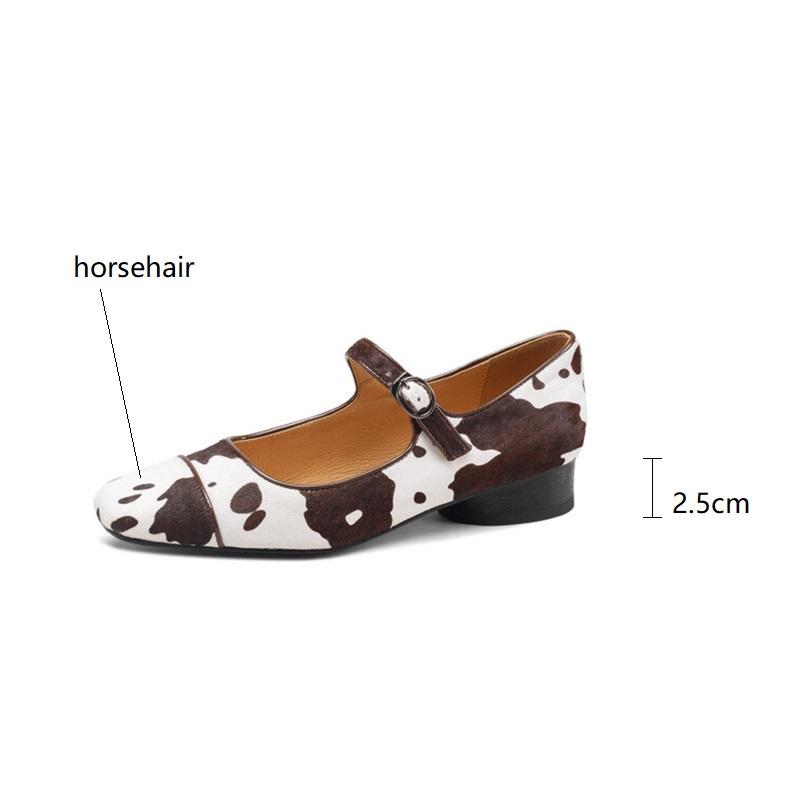 Fashion New Spring Women Shoes Square Toe Mixed Color Low Heel Mary Jane Shoes for Women Horsehair Women Pumps Ladies Shoes Zaptos Mujer
