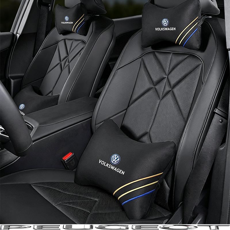 Car Headrest Cover Auto Seat Cover Head Neck Rest Pillow For VW GTI Polo Golf MK6MK7 Passat Atlas Jetta Tiguan Arteon CC Hub Cap