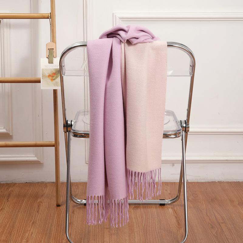 200*70cm Kunstig Kasjmirskjerf for Kvinner Ullskjerf Dobbeltsidig Stil Dusker Vinter Tykt Oversized Skjerf Sjal