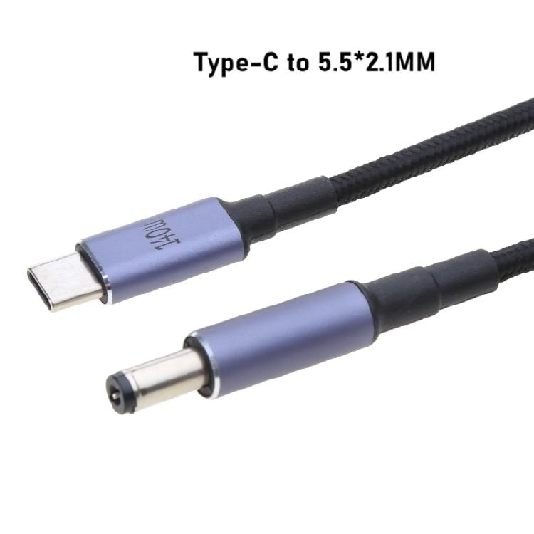 28V 5A 140W Type C to DC5.5x2.1mm 5.5x2.5mm Male Power Cable PD Charger Braided