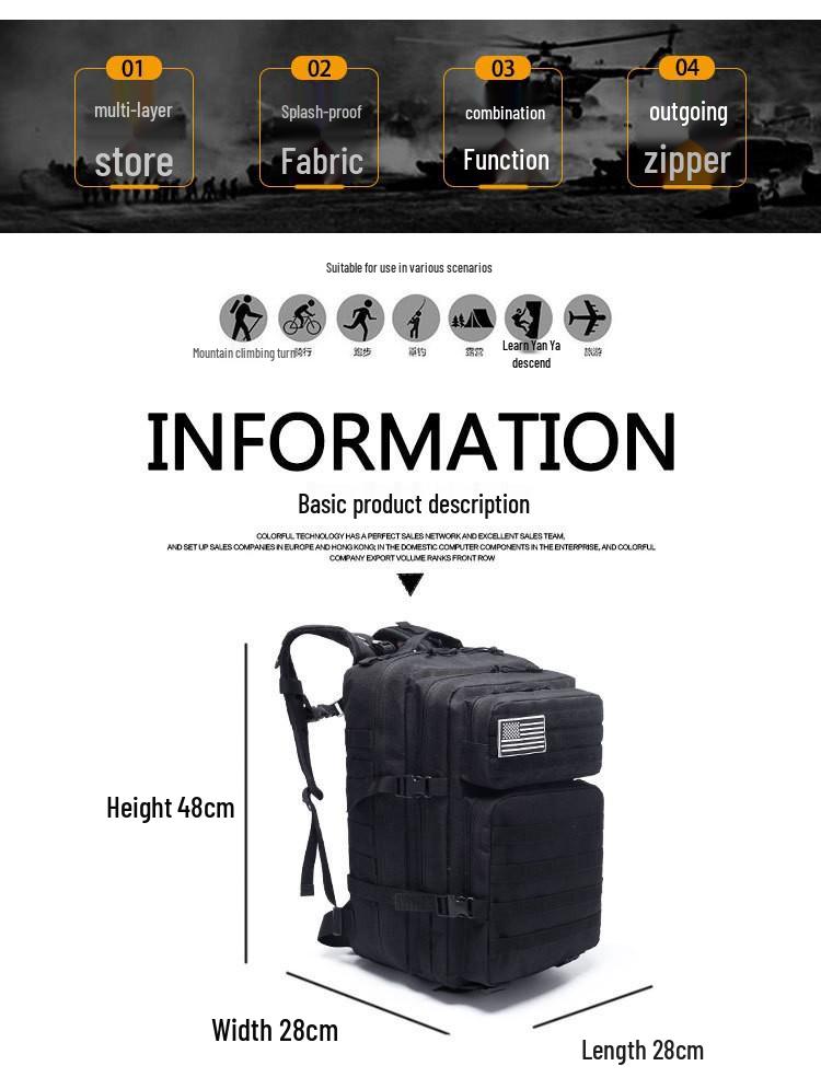 Outdoor Sports Waterproof Tactical Backpack: Large Capacity for Camping & Hiking