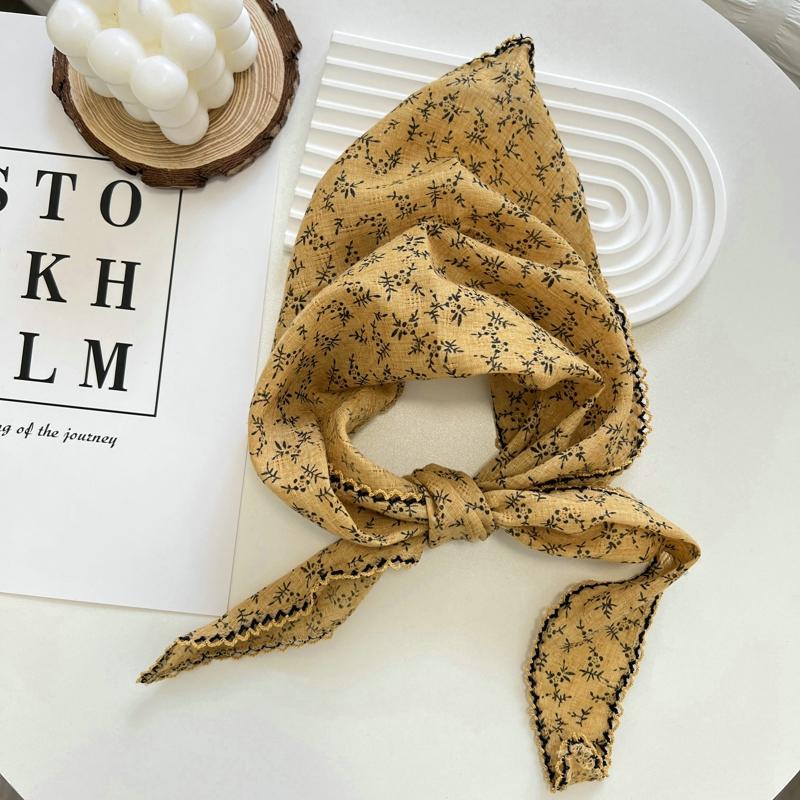 2025 Flower Neck Scarf Shawl Summer Triangle Hair Head Wrap Headband Handkerchief Hair Ties Bandanas Hair Ribbon For Women