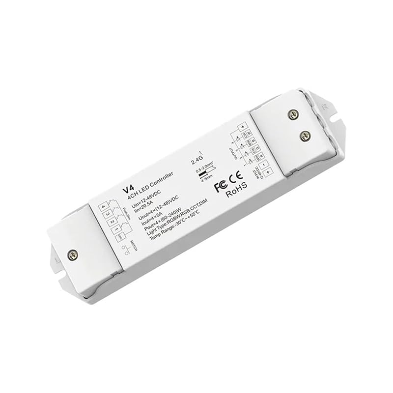

V4 RGBW Контролер DC 12-36V 4-канальний RGB RGBW Світлодіодна стрічка Контролер 2.4G Розумний світлодіодний Пульт дистанційного керування(V4 та RT4) V4 only