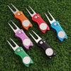 Golf Green Fork with Magnetic Suction Function Compact Size Portable Magnetic Putt Alignment Ball Marker Foldable Golf Divot Repair Tool