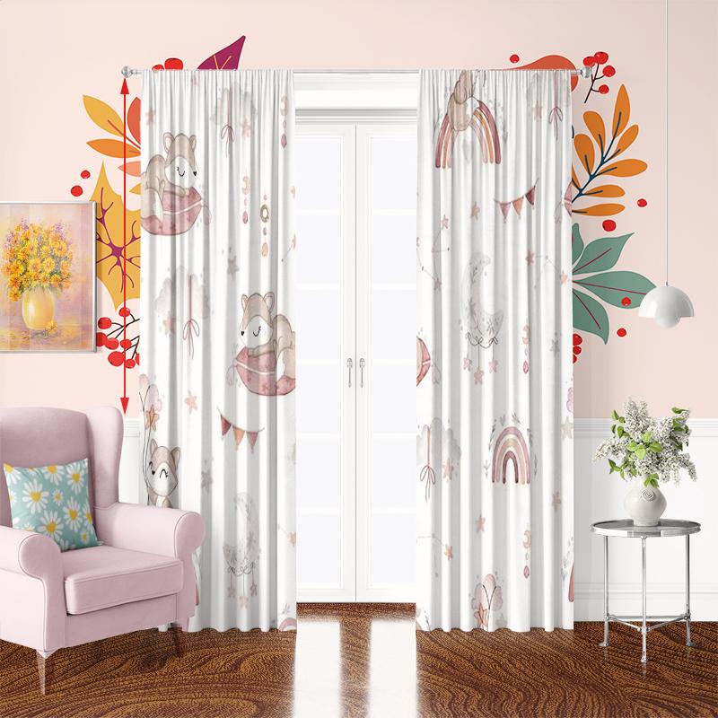 2 Pieces - Cute Pink Bear Polyester Curtains, Pole Bag Curtains, Bedroom and Living Room, Home Room Party Decoration