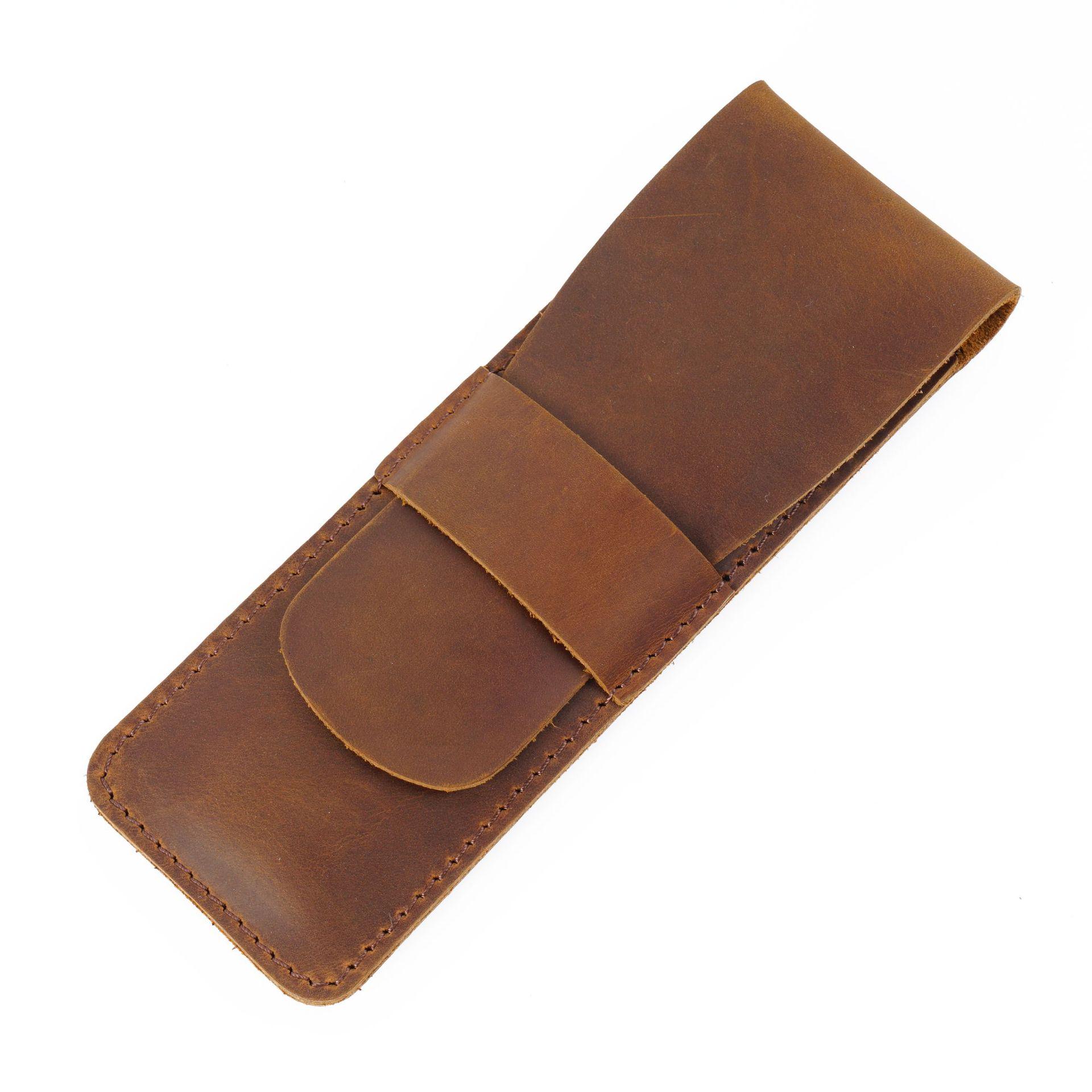 Retro Crazy Horse Leather Fountain Pen Sleeve - Handmade Unisex Storage Case for Small Pens