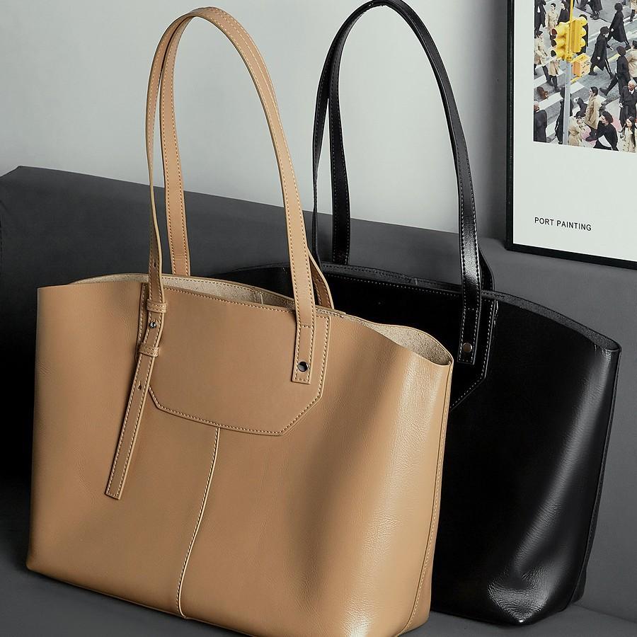 Leather Large Capacity Commuter Women'S Bag Textured Vegetable Tanned Top Cowhide Tote Bag Women'S Shoulder Underarm Bag