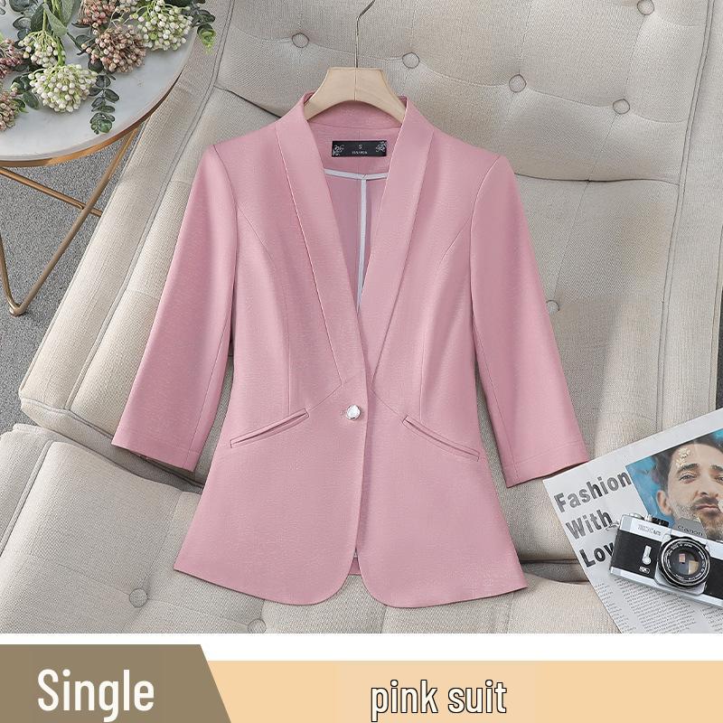 

Women s Blue Seven-Sleeve Suit Jacket - Professional & Trendy, Ideal for Spring, Summer, and Autumn. 4XL рожевий