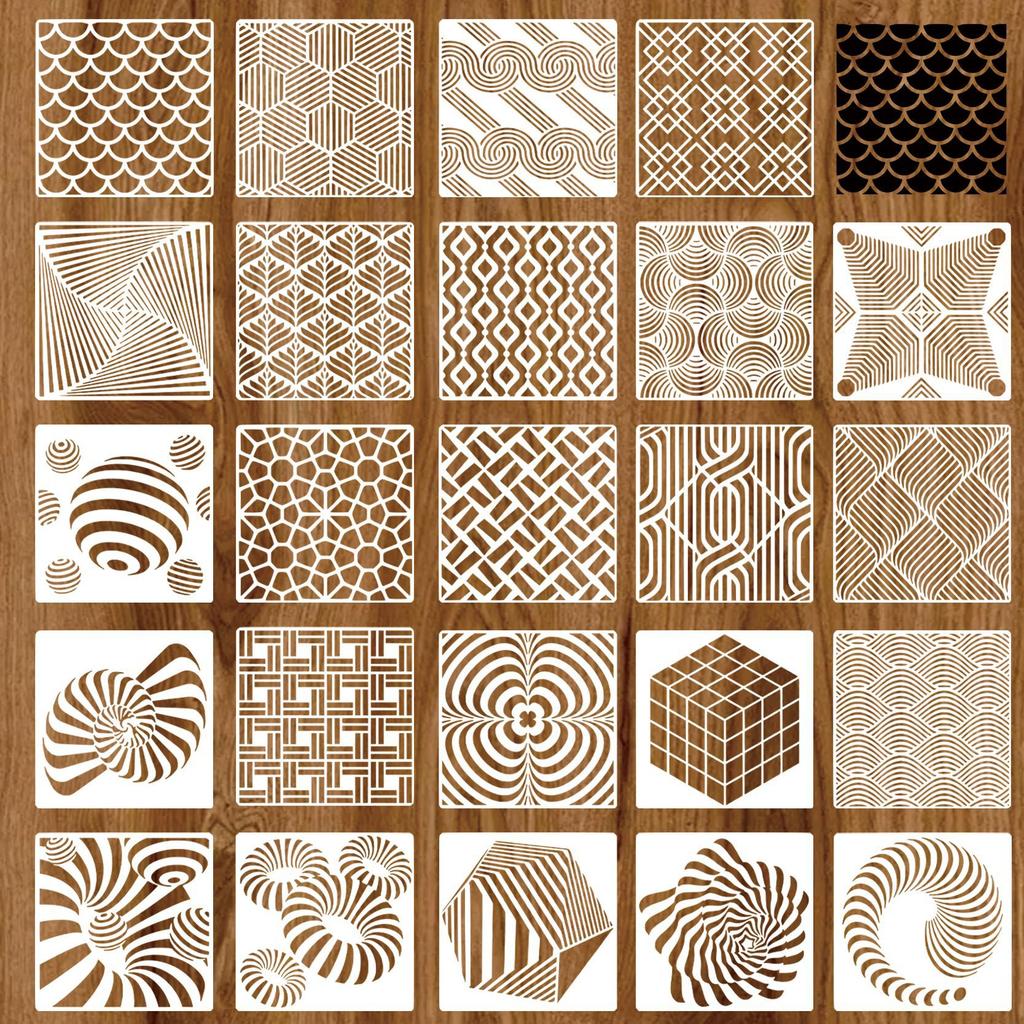 15 Pieces/set, Geometric Texture Theme, DIY Washed Hollow Painting Template, Graffiti Tool, Pet Copying Painting Plate, Geometric Theme