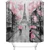 DDS-DUDES Valentines Shower Curtain Set with Paris Eiffel Tower Decor Bathroom Sets with Shower Curtain and Rugs Vintage Landscape Scenery Romantic