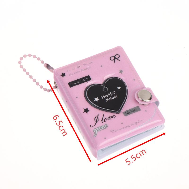 Mini Cute Heart Photocard Album 32 Pockets Portable Clear Kpop Card Holder for Idol Collectibles Travel Souvenir Gift