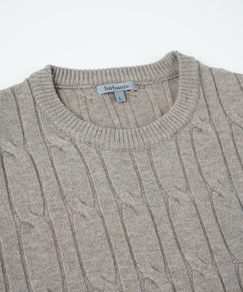 BIRBANTE Soft Washable Cable Round Knit - Beige