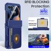 Für Motorola Razr 50/60 mit Kartenhalter [RFID-Blockierung] & Scharnierschutz & HD-Displayschutzfolie, Robuste Kratzfeste Handyhülle - Blau
